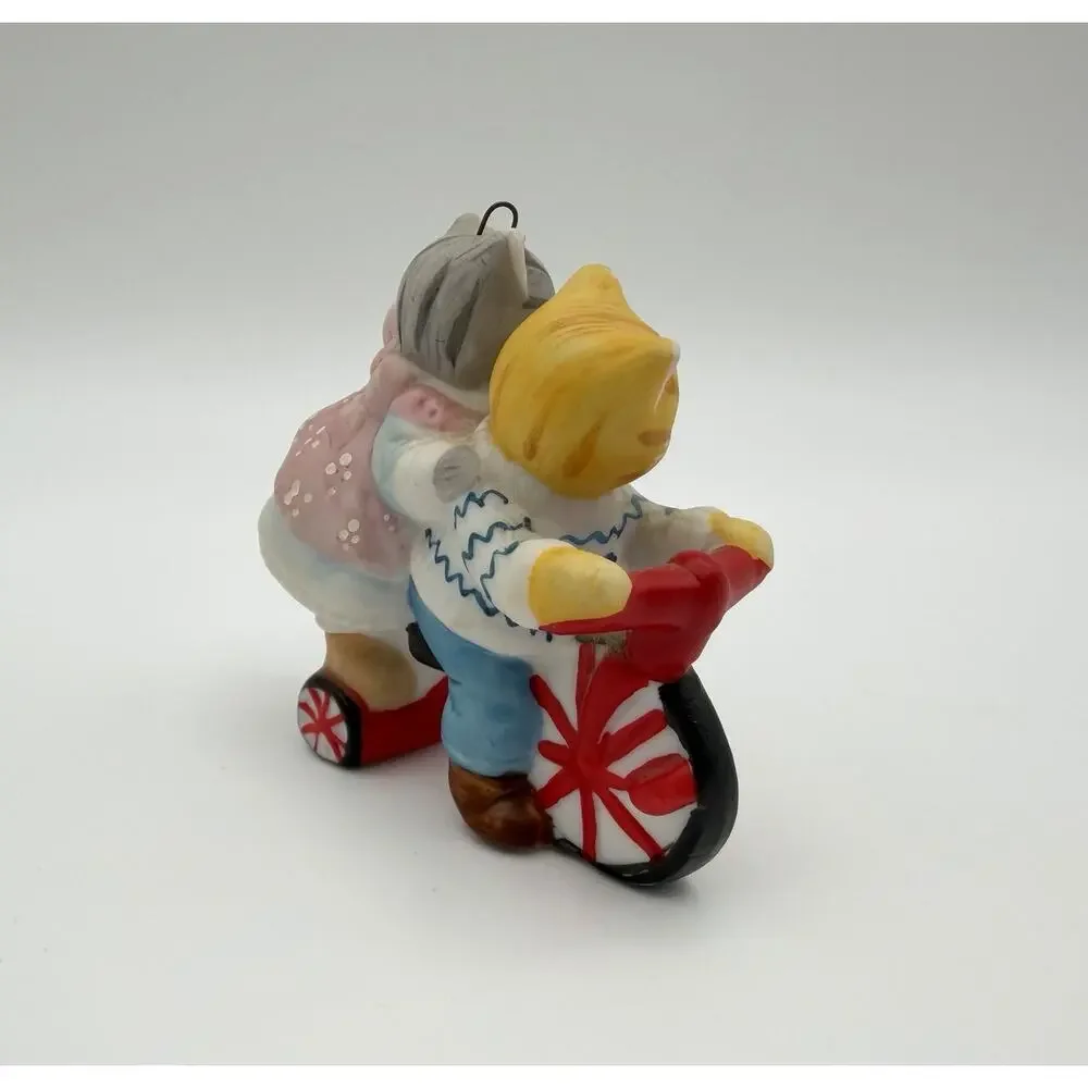 Schmid 1988 KITTY CUCUMBER Cat Ornament Figurine 2.5” JP Buster RIDING TRICYCLE